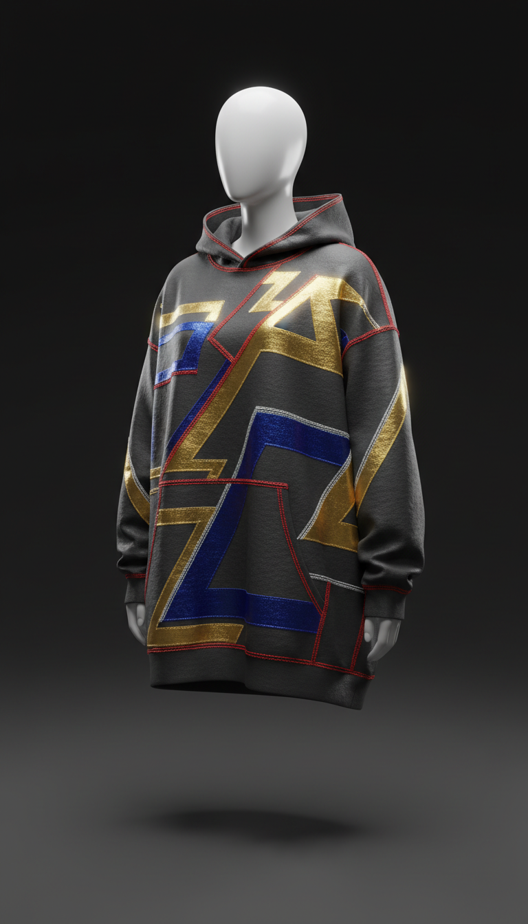 Oversized Metallic Graphic Hoodie